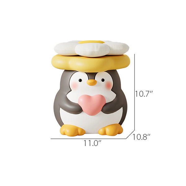 Adorable Penguin Ottoman - Resin - For Kids - Flower Top - Waddle into Comfort