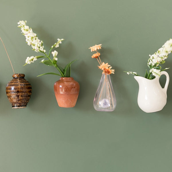 Ceramic and Glass Vase Fridge Magnets - Set of 8 - Minimalist Home Decor - Ideal for Kitchens and Gifts