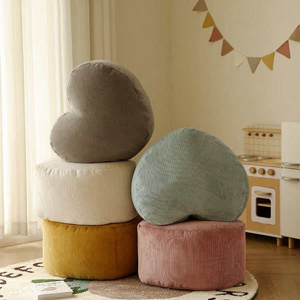 Heart Shaped Corduroy Ottoman
