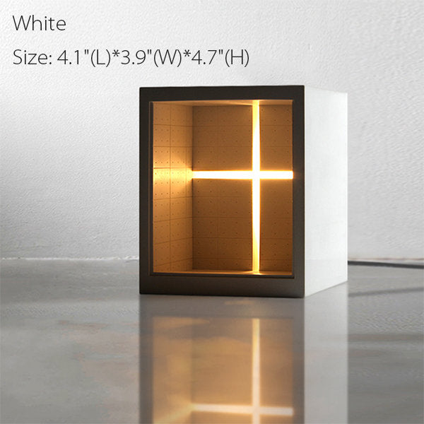 Minimalist Cross Church Night Light - Modern Cement Design in Gray and White