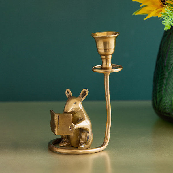 Vintage Brass Mouse Candle Holder
