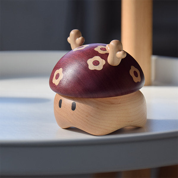 Wooden Mushroom Deer Storage Box