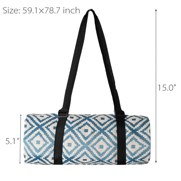 Outdoor Picnic Mat - Durable Oxford Fabric - Stylish Blue and Yellow - Geometric Pattern
