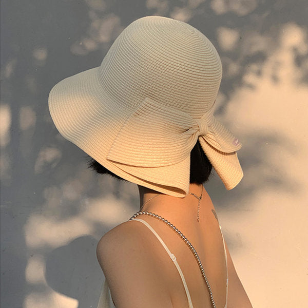 Stylish Straw Bucket Hat - UV Protection - Breathable Comfort - Elegant Bow
