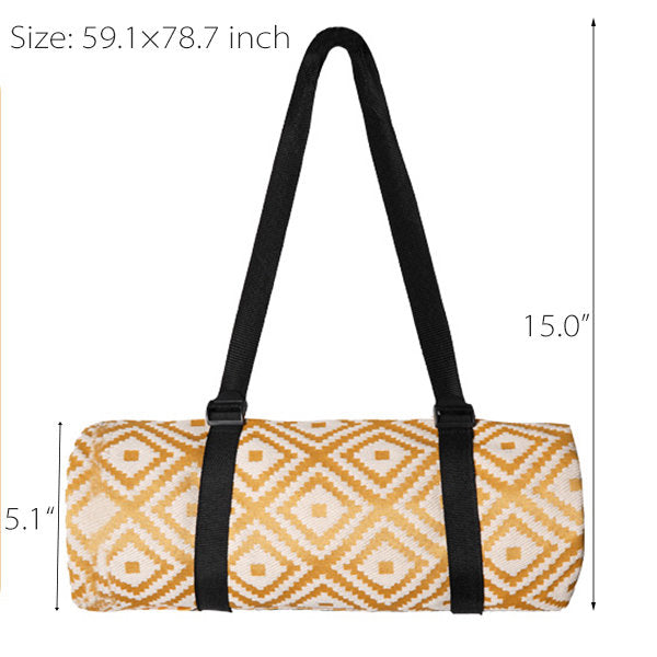 Outdoor Picnic Mat - Durable Oxford Fabric - Stylish Blue and Yellow - Geometric Pattern