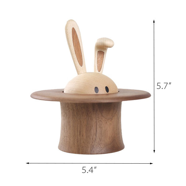 Magic Bunny Music Box - Solid Wood - Rotating Rabbit - Castle in the Sky - Cute and Sleek Design