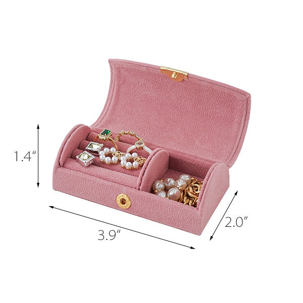 Elegant Velvet Jewelry Box - Green - Pink - Ideal for Travel or Daily Use