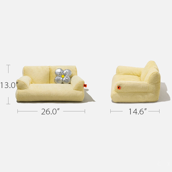 Plush Pet Sofa - Cozy Comfort - Pink - Yellow - Stylish Home Decor - Soft Fabric