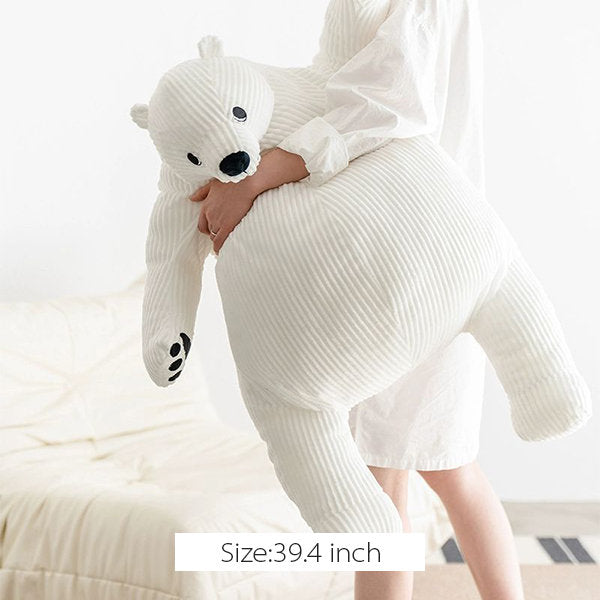 Giant Bear Hug Pillow - Cotton - Brown and White - Sleep Companion - Cozy Cuddle Buddy