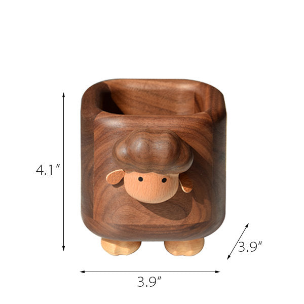 Adorable Lamb Desktop Container - Black Walnut - Versatile Storage