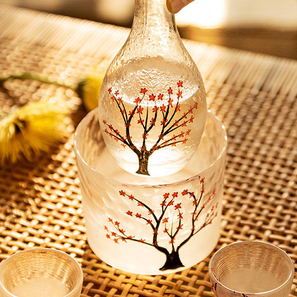 Sakura Blossom Sake Set - Handcrafted Glassware - Ideal for Sake Enthusiasts