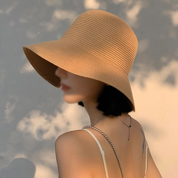 Stylish Straw Bucket Hat - UV Protection - Breathable Comfort - Elegant Bow