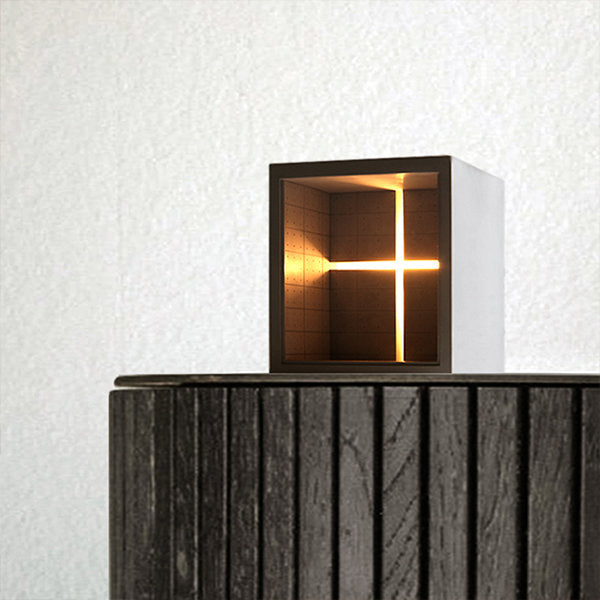 Minimalist Cross Church Night Light - Modern Cement Design in Gray and White