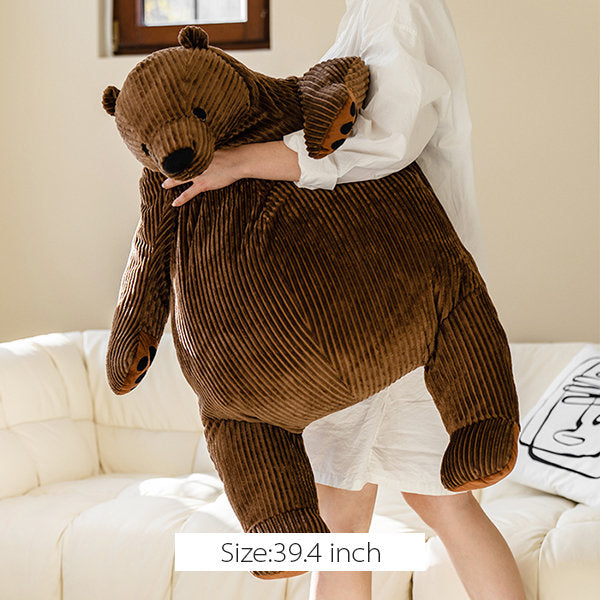 Giant Bear Hug Pillow - Cotton - Brown and White - Sleep Companion - Cozy Cuddle Buddy