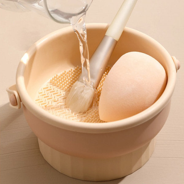 Makeup Brush Storage Tray - Apricot - Integrated Wash and Dry - All-in-One