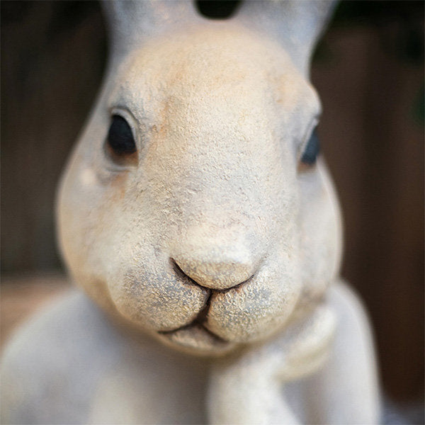 Bunny Statue Decoration - For Easter - Vintage Finish - Magnesium Oxide - Thinking Pose