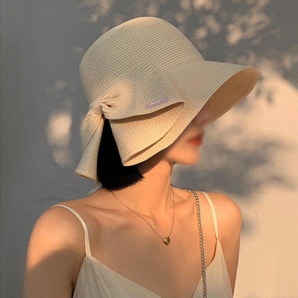 Stylish Straw Bucket Hat - UV Protection - Breathable Comfort - Elegant Bow