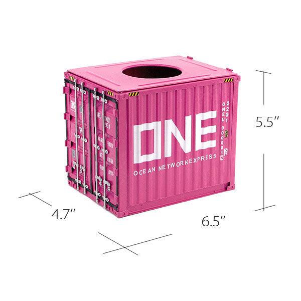 Vintage Iron Tissue Box - Container Style Decor - Bold Industrial Look - Pink - Yellow - Home or Office Use