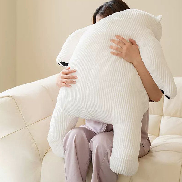 Giant Bear Hug Pillow - Cotton - Brown and White - Sleep Companion - Cozy Cuddle Buddy