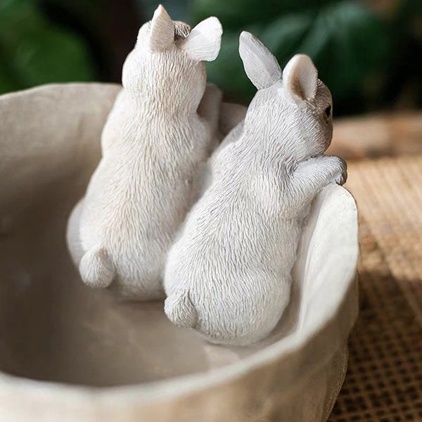 Resin Bunny Planter - Garden Decoration - Pocket-Style Pot - Home Decor Accent