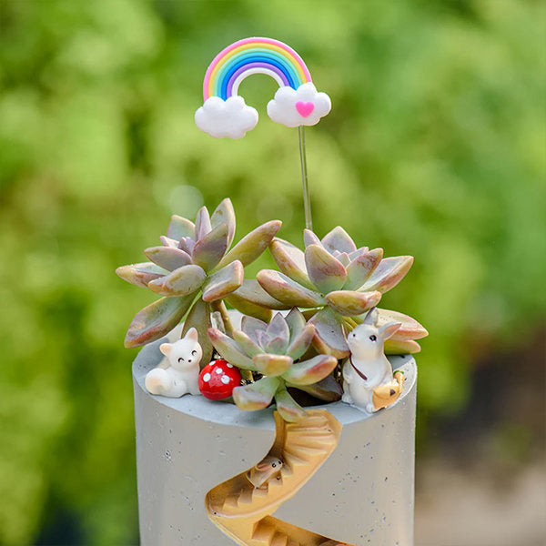 Hidden Home Planter - Resin Succulent Pot - Rabbit and Hedgehog Design