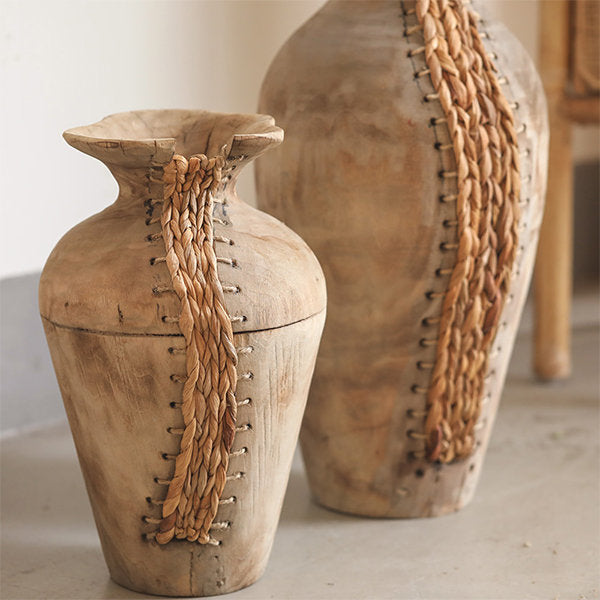 Handcrafted Rustic Vases - Willow Wood & Bullrush - Two Sizes - Wabi-Sabi Aesthetic