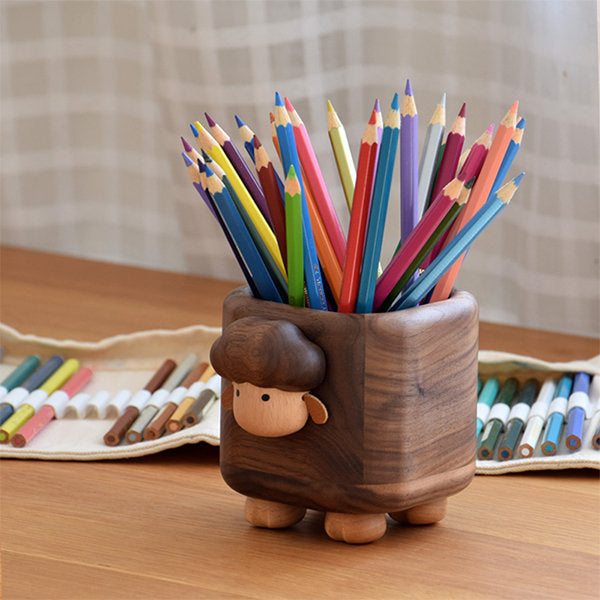Adorable Lamb Desktop Container - Black Walnut - Versatile Storage