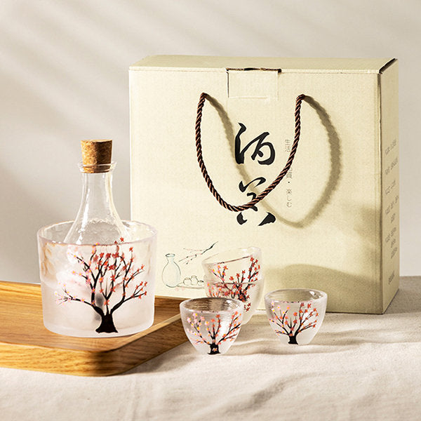 Sakura Blossom Sake Set - Handcrafted Glassware - Ideal for Sake Enthusiasts