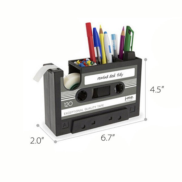 Retro Cassette Tape Multifunctional Pen Holder - Brown - Blue - Pink - Desk Organization