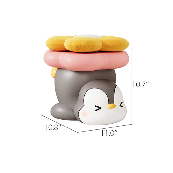Adorable Penguin Ottoman - Resin - For Kids - Flower Top - Waddle into Comfort