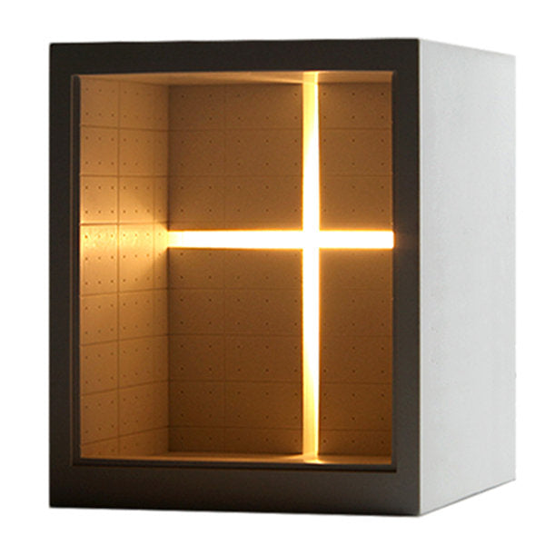 Minimalist Cross Church Night Light - Modern Cement Design in Gray and White