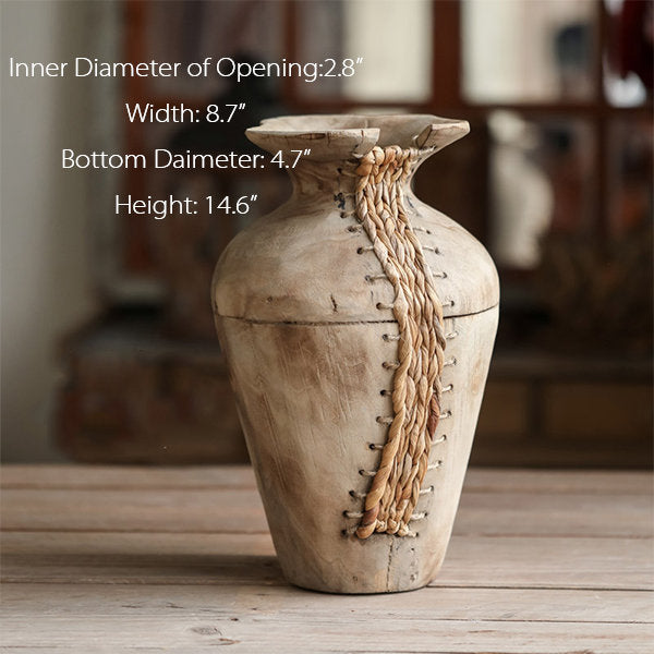 Handcrafted Rustic Vases - Willow Wood & Bullrush - Two Sizes - Wabi-Sabi Aesthetic
