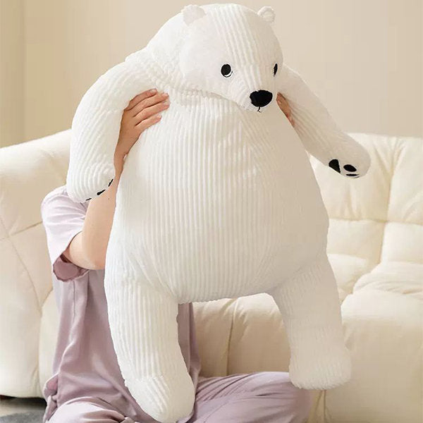 Giant Bear Hug Pillow - Cotton - Brown and White - Sleep Companion - Cozy Cuddle Buddy