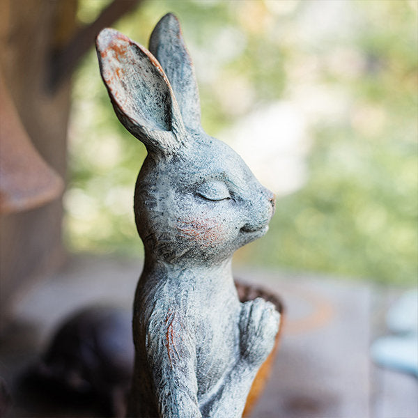 Yoga Bunny Statue - For Easter - Vintage Look - Resin Material - Meditating Pose