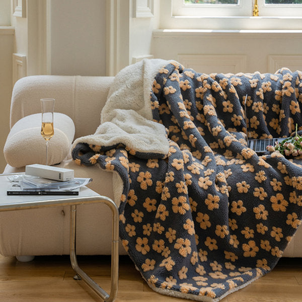 Cozy Floral Blanket - Orange - Green - Vibrant Flower Patterns - Adds Warmth