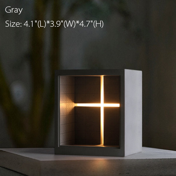 Minimalist Cross Church Night Light - Modern Cement Design in Gray and White