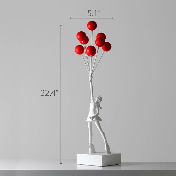 Balloon Girl Decorative Statue - Resin Sculpture - Black and White Finish - Modern Art Figurine - Home Shelf Accent