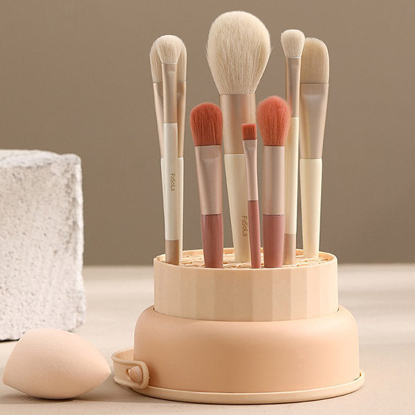 Makeup Brush Storage Tray - Apricot - Integrated Wash and Dry - All-in-One