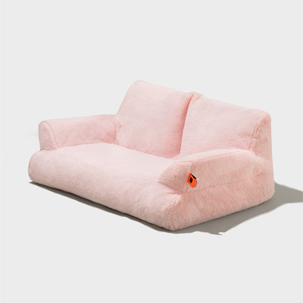 Plush Pet Sofa - Cozy Comfort - Pink - Yellow - Stylish Home Decor - Soft Fabric