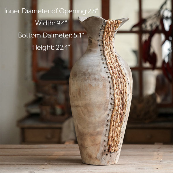 Handcrafted Rustic Vases - Willow Wood & Bullrush - Two Sizes - Wabi-Sabi Aesthetic