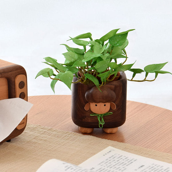 Adorable Lamb Desktop Container - Black Walnut - Versatile Storage