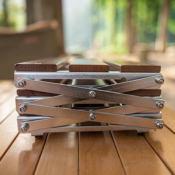 Elegant Tiered Folding Storage Rack - Beech Wood - Portable Camping Essential