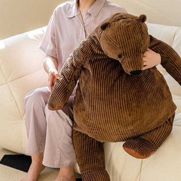 Giant Bear Hug Pillow - Cotton - Brown and White - Sleep Companion - Cozy Cuddle Buddy