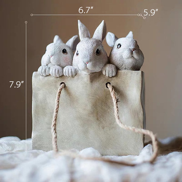 Resin Bunny Planter - Garden Decoration - Pocket-Style Pot - Home Decor Accent