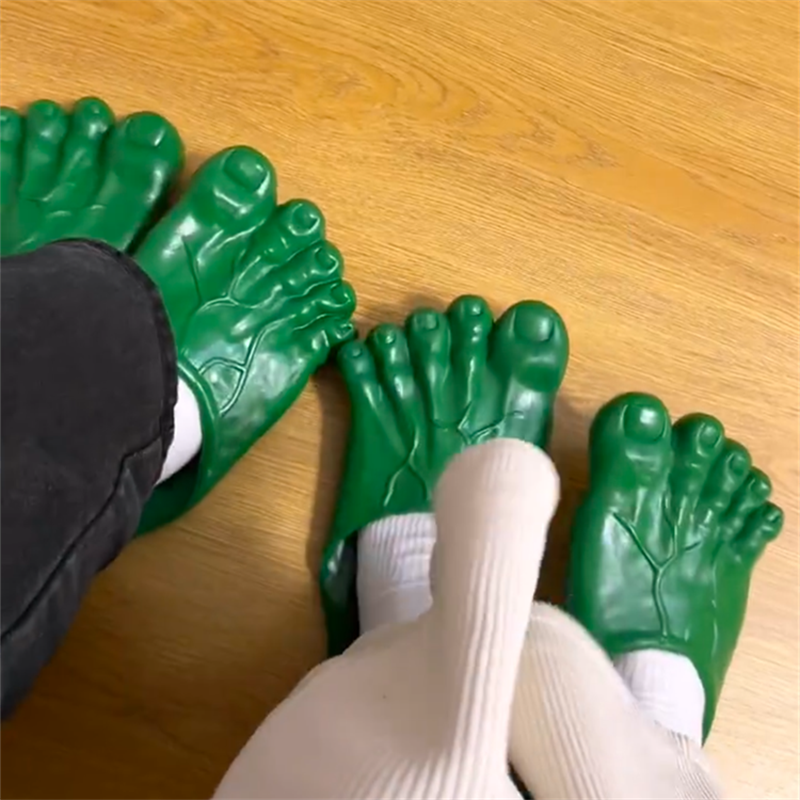 Funny Bigfoot Slippers - Color of Skin - Green - Hilarious Novelty Slides - Comfy & Soft -  Quirky