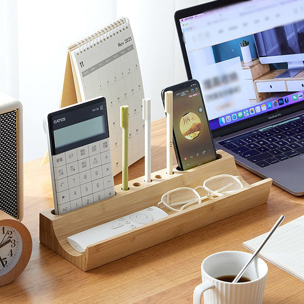 Multi-Functional Bamboo Desktop Organizer - Perfect for Office and Home