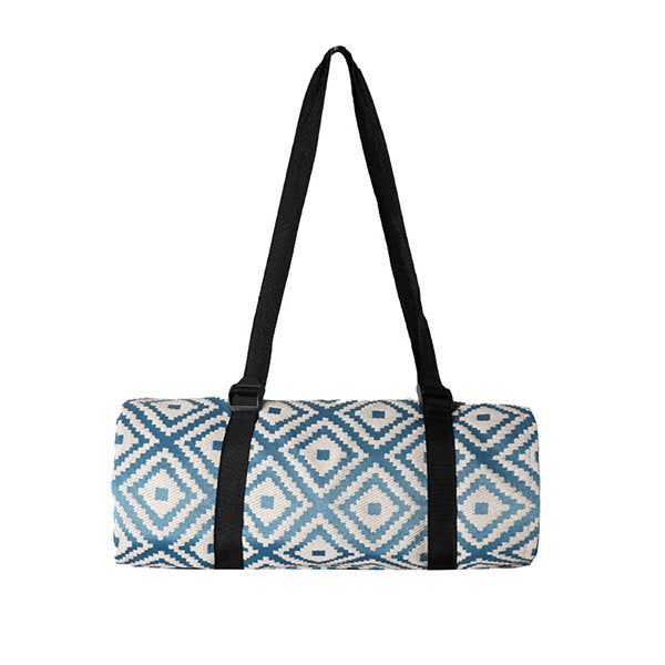 Outdoor Picnic Mat - Durable Oxford Fabric - Stylish Blue and Yellow - Geometric Pattern