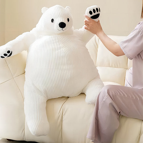 Giant Bear Hug Pillow - Cotton - Brown and White - Sleep Companion - Cozy Cuddle Buddy