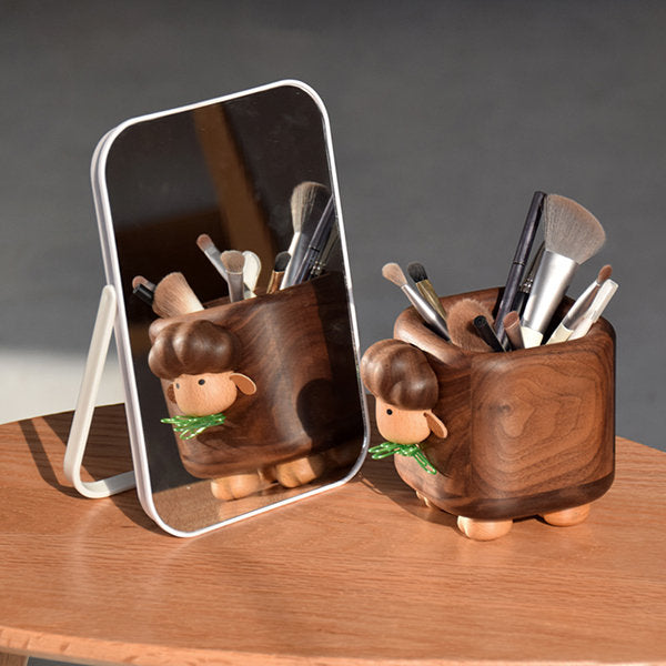 Adorable Lamb Desktop Container - Black Walnut - Versatile Storage