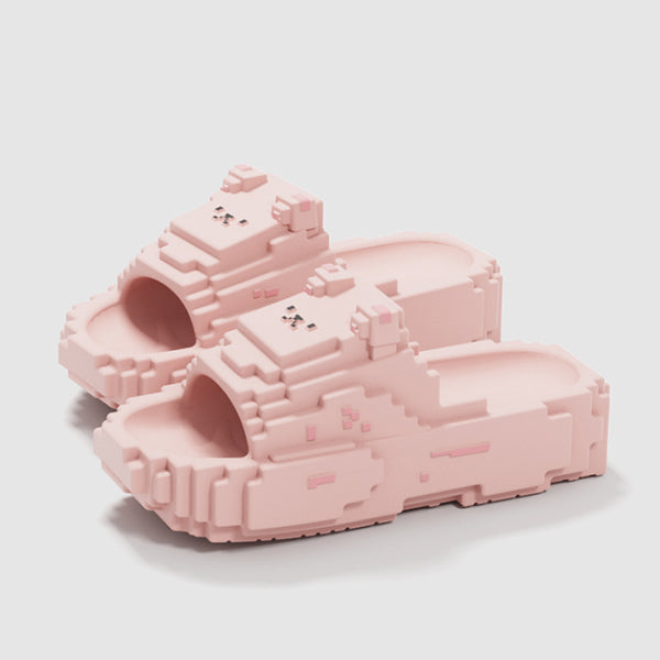 Pixel Block Slippers - EVA Material - Anti-Slip Thick Sole - Couple Slide Sandals